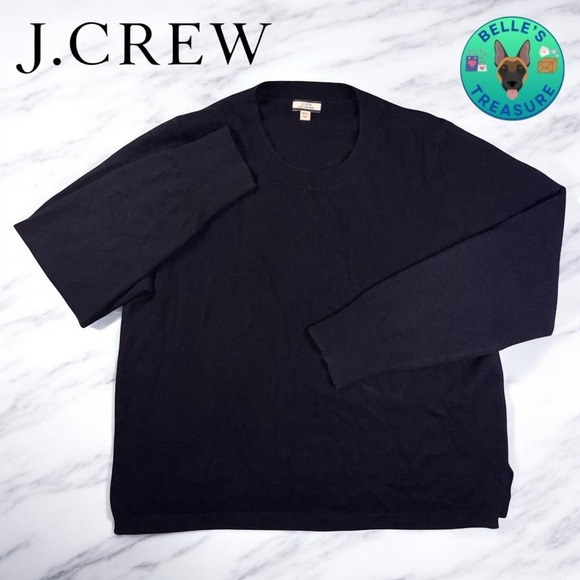 J.Crew Sweater Men 2XL Pullover Black Cashmere Knit Crew Neck Outdoor XXL Luxury - Picture 1 of 8